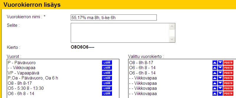 ma 8 h, ti ke 6 h, to pe vapaa Tehdään työrytmille