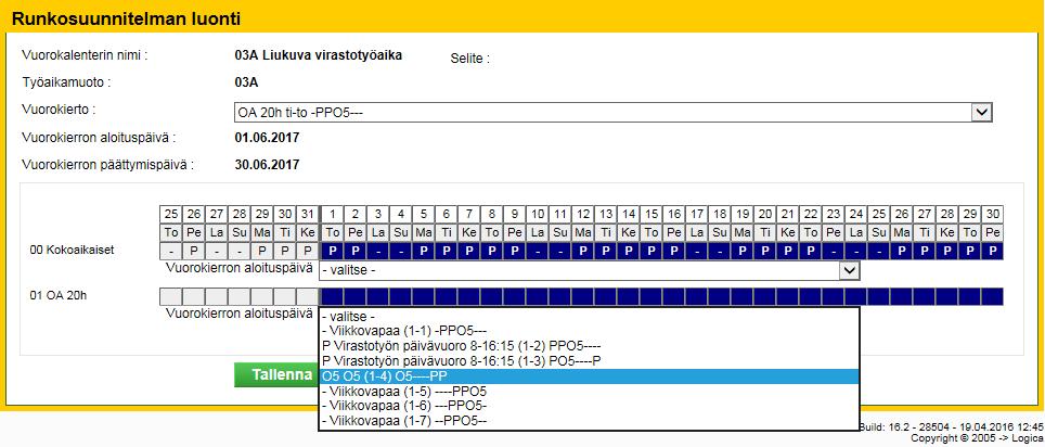 työrytmille vuorokierto ja annetaan