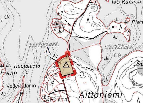 Rakennuspaikan eteläraja on säilytetty samassa paikassa, mutta rakennuspaikkaa on laajennettu rantaan asti. Rakennuspaikan koko on 1,3 ha.