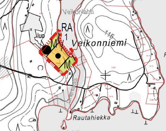 Rakennuspaikkaa on siirretty noin 40 luoteeseen päin siten, että rakennuspaikan pohjoisraja sijoittuu noin 40 metrin päähän Veikonlahden tilan rajasta: luontoselvityksessä esiintuotujen