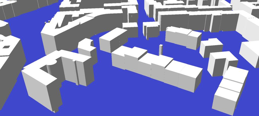 Kuva 44 Tietomallinnetut LoD1-tasoiset CityGML-rakennukset. (Helsingin kaupunki) Kuva 45 Tietomallinnetut LoD2-tasoiset CityGML-rakennukset. (Helsingin kaupunki) 5.2.2 Automaattiteksturointi Visuaalinen ilme on hyvin olennainen osa kaupunkimallia.