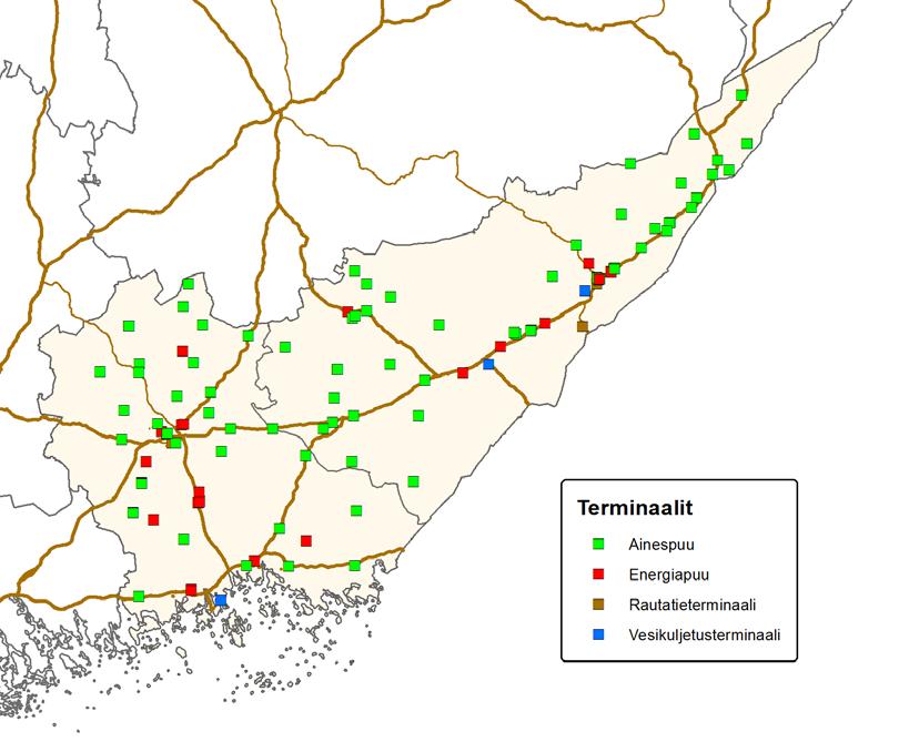 Terminaalit ja kuormauspaikat* * Käyttöpaikkojen