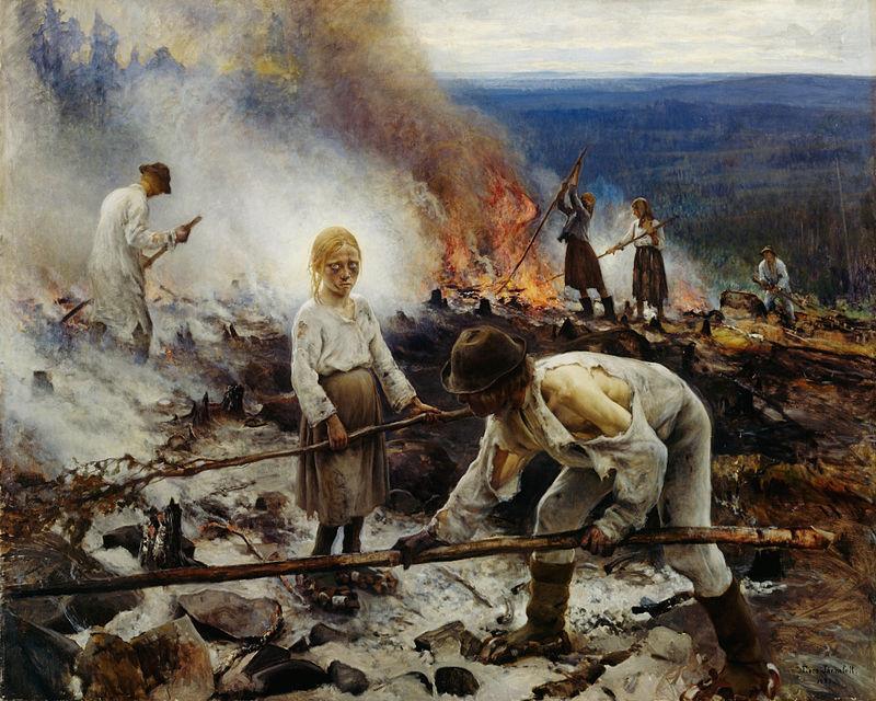 Yksi Eero Järnefeltin tunnetuimpia teoksia oli Raatajat vuodelta 1893, jonka osti Suomen taideyhdistys. Raataja tarkoitti savolaismurteissa kaskiviljelijää.