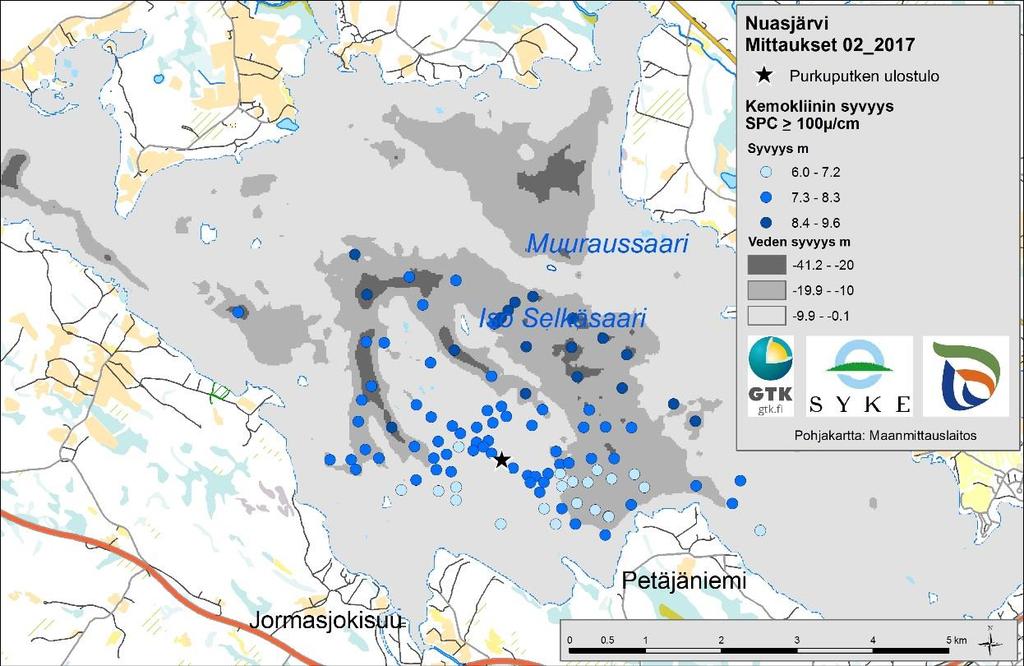 Maksimilämpötila (C) 18 5.0 4.5 4.0 3.5 3.0 2.5 2.0 1.5 1.0 0.5 0.0 0.0 5.0 10.0 15.0 20.0 25.0 30.0 35.0 Maksimisyvyys (m) Kuva 11.