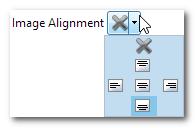 Kuvan muokkaaminen Image Alignment -määrityksillä valitaan kuvan sijoittaminen suhteessa tekstiin.