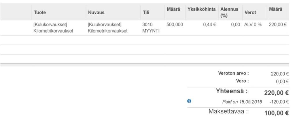 13 Koska maksusuoritus on vajaa, on nyt kaksi vaihtoehtoa: 1. Kirjaataan maksusta osasuoritus, jolloin loput laskutetaan uudelleen, tai 2.