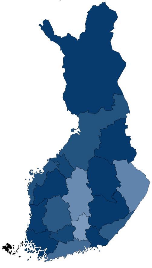 Sopeutustarve maakunnittain veroprosenttia vuonna 2030 tarpeen muutos otettu huomioon Veroprosenttia Uusimaa -2,48 Varsinais-Suomi -4,22 Ahvenanmaa 0,00 Satakunta -3,67 Kanta-Häme -3,10 Pirkanmaa