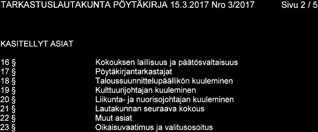 TARKASTUSLAUTAKUNTA PÖYTAKIRJA 15.3.