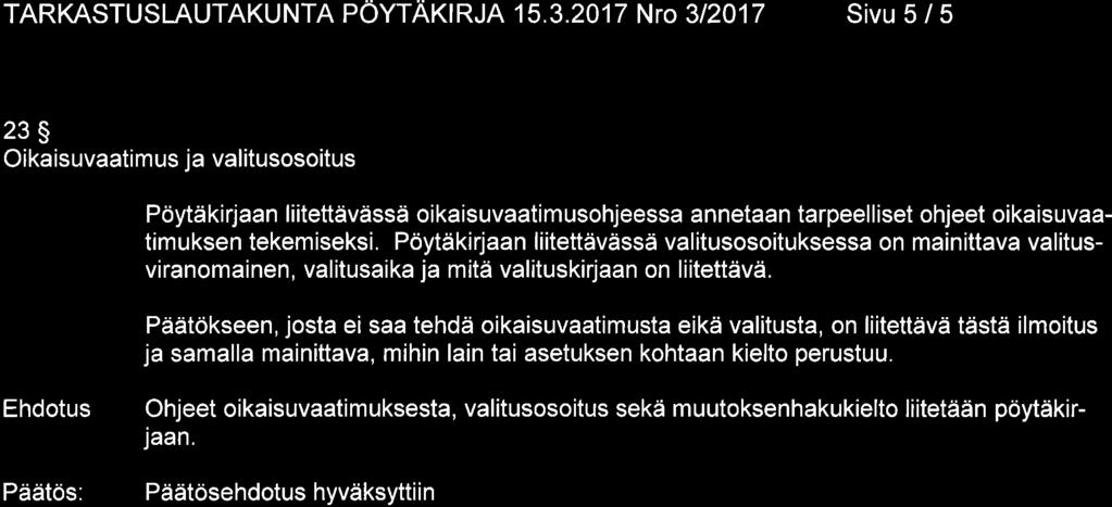 TARKASTUSLAUTAKUNTA POYTAKIRJA 15.3.