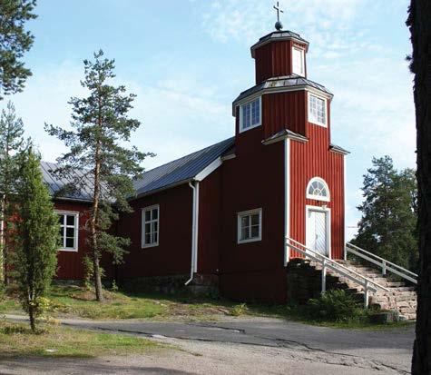 46 De houten Haapajärvi kerk in Veikkola. Haapajärven puukirkko Veikkolassa.