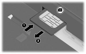 7. Paina SIM-korttia (1) ja ota se sitten ulos korttipaikasta (2). 8. Vaihda akku. 9.