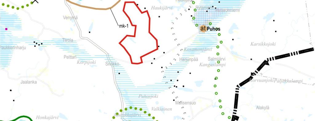 Lisäksi suunnittelualueen itäpuolella sijaitseva Puhos on osoitettu maakunnallisesti