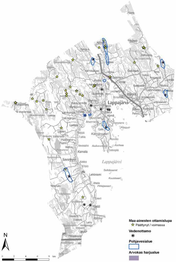 5.21 Lappajärvi Lappajärven kunnan alueella sijaitsevat pohjavesialueet on esitetty kartalla kuvassa 264.