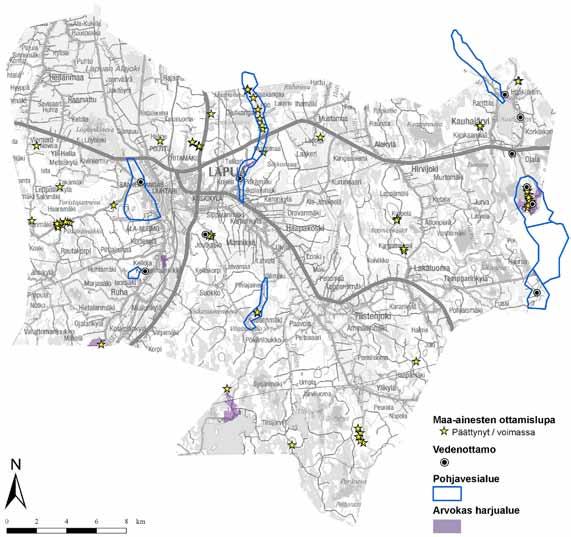 5.22 Lapua Lapuan kaupungin alueella sijaitsevat pohjavesialueet sekä arvokkaat harjualueet on esitetty kartalla kuvassa 269.