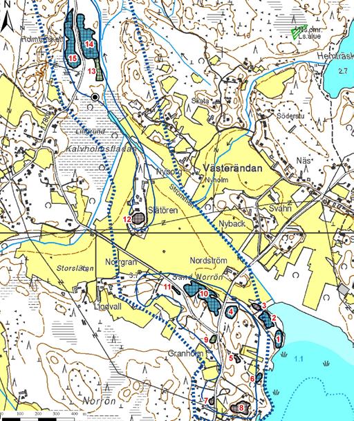 Kalvholmin pohjavesialueelta (kuva 3) kartoitettiin yhteensä 15 soranottoaluetta. Lähes jokaiselle kartoitetuista alueista on muodostunut lampi soranoton seurauksena.