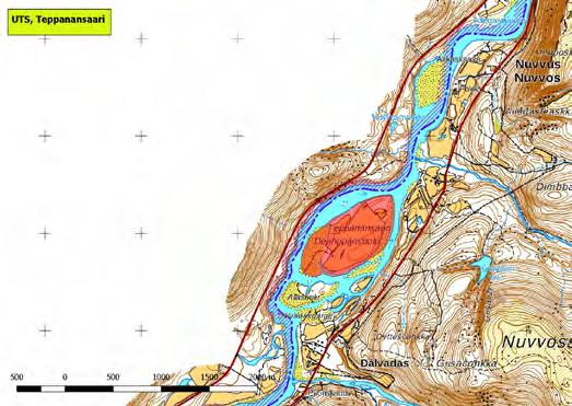 920362 Utsjoki, Teppanansaari (K,Kk) (7740966:469225) 51 ha Teppanansaari on avara saari Tenojoessa Nuvvuksen ja Dalvadaksen välissä.