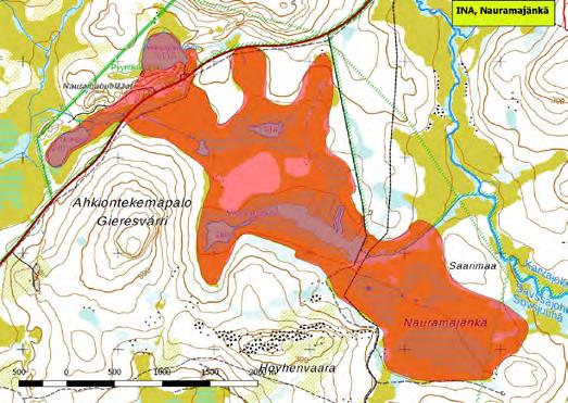 920359 Inari, Nauramajänkä (K,Ks) (7594382:460949) 562 ha Inarin eteläosassa Kittiläntien molemmin puolin sijaitseva suoalue, jota pilkkoo viisi pientä järveä tai lampea.