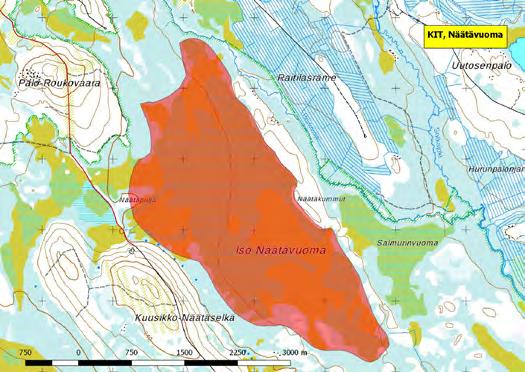 920446 Kittilä, Iso Näätävuoma (P) (7479050:435744) 670 ha (Natura, Soidensuojeluohjelma, FINIBA, IBA) Kunnan kaakkoiskulmassa sijaitseva Iso Näätävuoma on osa Näätävuoma-Sotkavuoman