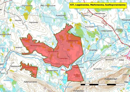 920190 Kittilä, Leppävuoma-Murtovuoma- Saattoporanvuoma (P) (7522856:397868) 2165 ha (Natura, Soidensuojeluohjelma) Sirkan kylän