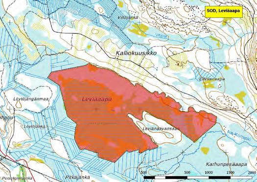 920400 Sodankylä, Leviäaapa (P) (7459900:496600) 420 ha (Natura, Soidensuojeluohjelma) Luoston ja Orajärven välissä Kitisen itäpuolella sijaitseva Leviäaavan soidensuojelualue on lähes kokonaan