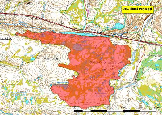 920266 Utsjoki, Bihtos-Per jeaggi (P) (7697485:463741) 885 ha (Natura, Soidensuojeluohjelma, FINIBA) Tien 92 eteläpuolelle ennen Karigasniemeä avautuva Bihtos- Per jeaggi on