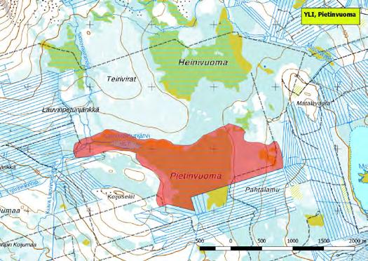 920408 Ylitornio, Pietinvuoma (P) (7357646:362967) 150 ha (Natura, Soidensuojeluohjelma) Portimojärven eteläpuolella sijaitseva Pietinvuoma on monimuotoinen Metsä-Lapin aapasuo: sen itäosa on märkää