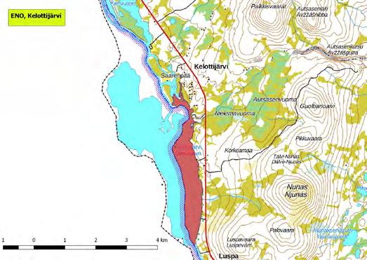 920377 Enontekiö, Kelottijärvi (Ks) (7609070:296180) 214 ha Valtaosaltaan Ruotsin puolelle rajajokea sijoittuva Könkämäenon laajentuma.