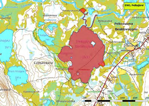 920375 Enontekiö, Peltojärvi (Ks,P) (7587130:381375) 260 ha (Lintuvesiohjelma) Peltovuoman kylän kohdalla tie 957:n länsipuolella sijaitseva Peltojärvi on rannoiltaan asumaton,