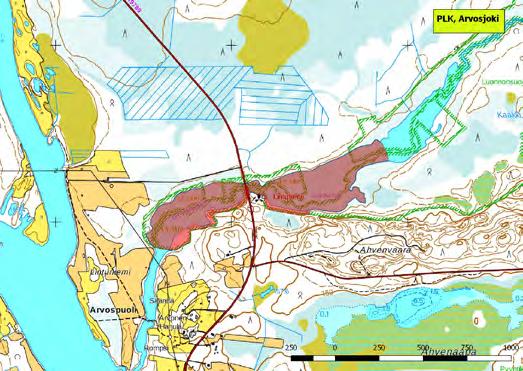 920345 Pelkosenniemi, Arvosjoki (K,P) (7438182:525089) 27 ha (Natura, IBA) Pelkosenniemen kuntakeskuksen eteläpuolella Arvosjoen ja Kemijoen yhtymäkohdassa sijaitseva kohde on osa laajempaa