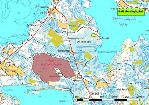 920290 Ranua, Roosinginjärvi (K,Ks,P) (7318838:510823) 129 ha Impiön ja Penämön kylien välissä sijaitseva Roosinginjärvi on valtaosaltaan metsärantainen, pienehkö ja matala järvi.