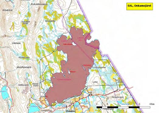 920338 Salla, Onkamojärvi (K,Ks) (7497533:591996) 1910 ha Melko suuri järvi Sallan itärajalla, koillisnurkka Venäjän puolella rajaa.