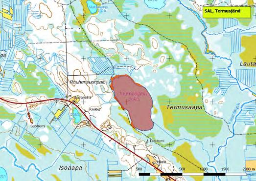 920339 Salla, Termusjärvi (K,Kk,Ks,P) (7419002:570208) 74 ha Kuntakeskuksen luoteispuolella sijaitseva Termusjärvi kuuluu Itä-Lapin parhaisiin lintukosteikkoihin.