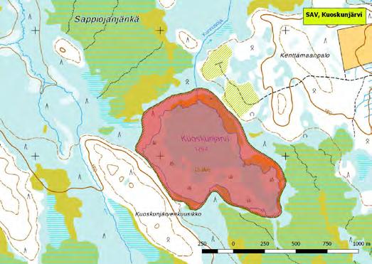 920005 Savukoski, Kuoskunjärvi (Kk,P) (7457982:556404) 77 ha (Lintuvesiohjelma, Natura, FINIBA) Tenniöjokivarressa Kuoskun kylän länsipuolella sijaitseva Kuoskunjärvi on