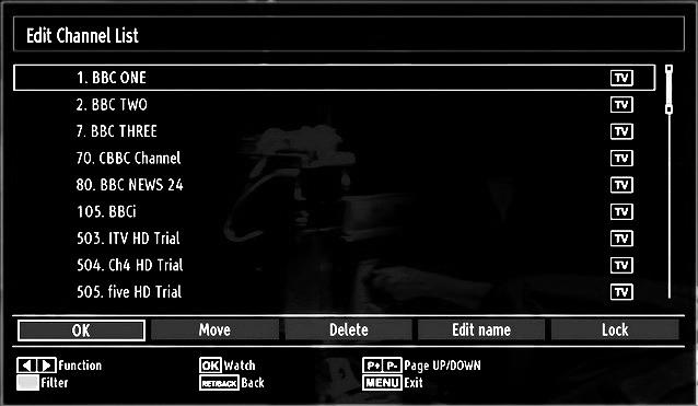 You can select frequency ranges from this screen. For highlighting lines you see, use or button. You can enter the frequency range manually by using the numeric buttons on the remote control.