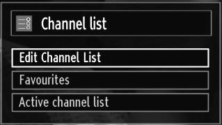 Managing Stations: Channel List The TV sorts all stored stations in the Channel List.