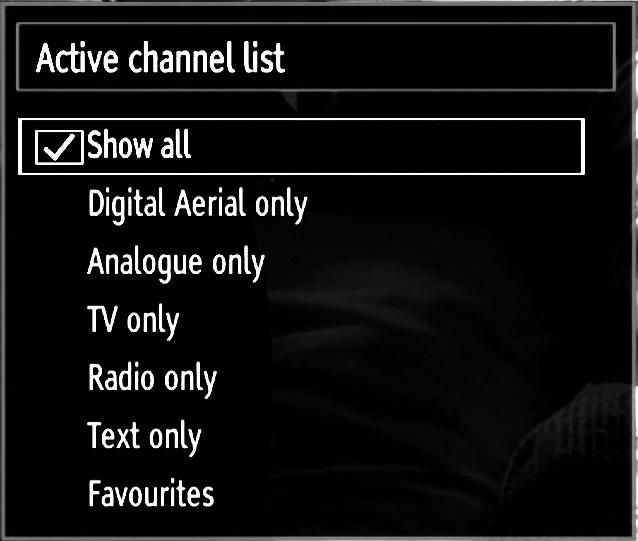 YELLOW: Tag/untag a channel. GREEN: Tag/untag all channels. BLUE: Displays fi ltering options. Managing Stations: Sorting Channel List You can select broadcasts to be listed in the channel list.