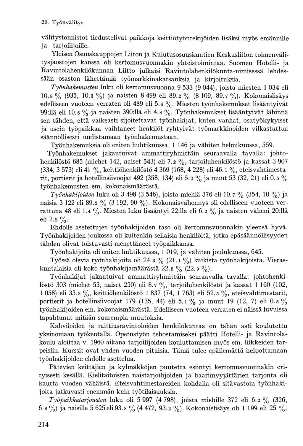 välitystoimistot tiedustelivat paikkoja keittiötyöntekijoiden lisäksi myös emännille ja tarjoilijoille.