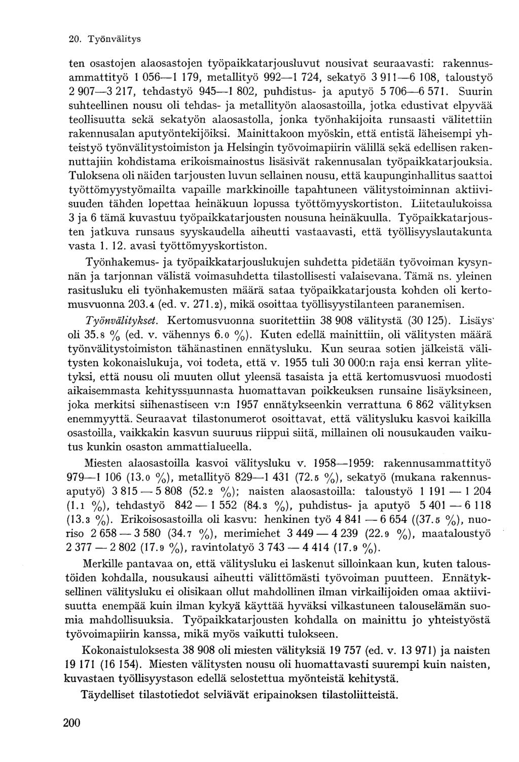 ten osastojen alaosastojen työpaikkatarjousluvut nousivat seuraavasti: rakennusammattityö 1 056 1 179, metallityö 992 1 724, sekatyö 3 911 6 108, taloustyö 2 907 3 217, tehdastyö 945 1 802,