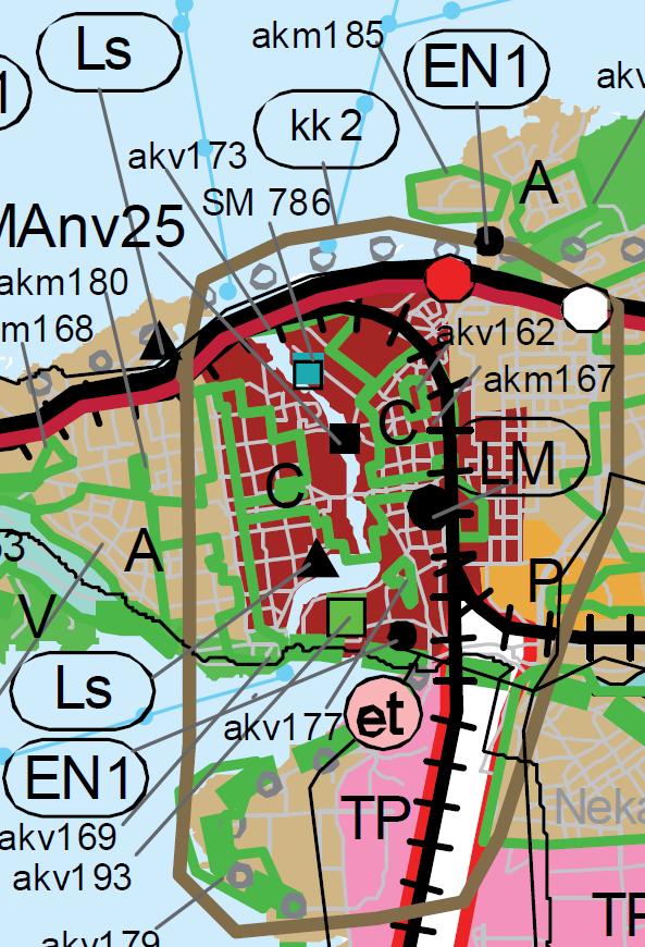 11 Vasemmalla ote Pirkanmaan 1. maakuntakaavasta ja oikealla ote maakuntakaavasta 2040. Yleiskaava Kaupunginvaltuusto hyväksyi 18.1.2016 keskustan strategisen osayleiskaavaehdotuksen, joka vahvistuessaan korvaa keskustan oikeusvaikutuksettoman osayleiskaavan (kv hyv.