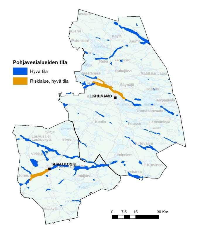 11. Mitä mieltä olette edellä kuvatussa kartassa esitetystä pohjavesien tilasta Kuusamon ja Taivalkosken alueilla? Esitetty tila on.