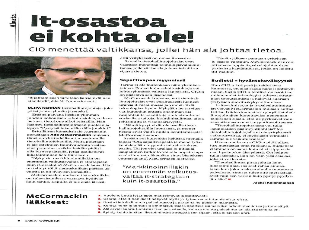 Lähde: CIO 2/2010 s.