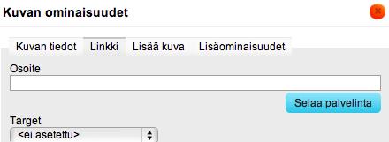 Linkki-välilehdeltä voit asettaa kuvalle linkin.