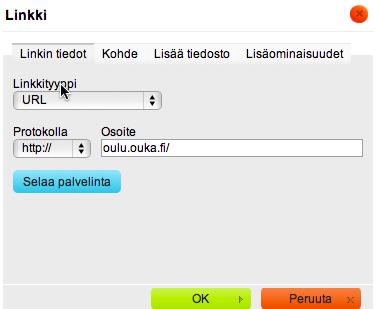 Linkittäminen Linkkejä voi luoda sivuston sivuihin, ulkoisiin sivuihin, sähköpostiosoitteisiin, dokumentteihin, kuviin jne. Tekstiin voit luoda linkkejä, kuten muillakin editoreilla.