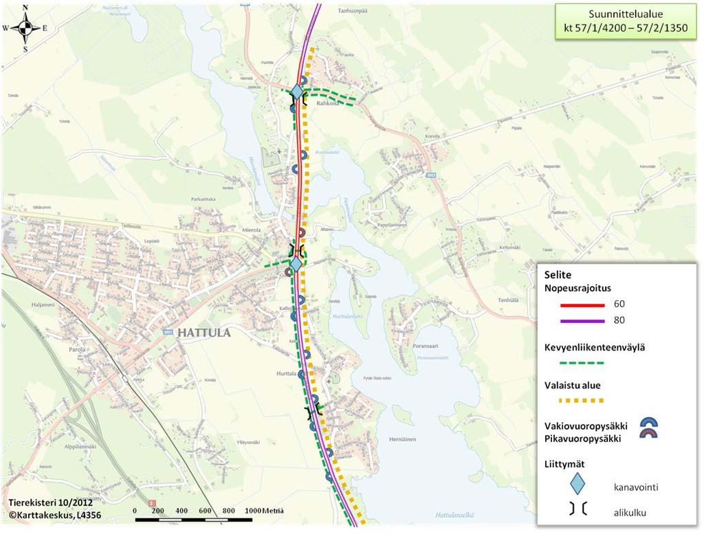 3 (16) taan Penttiläntien idänpuoleisessa liittymässä kantatielle on vajavainen näkemäalue pienen kallioleikkauksen vuoksi.