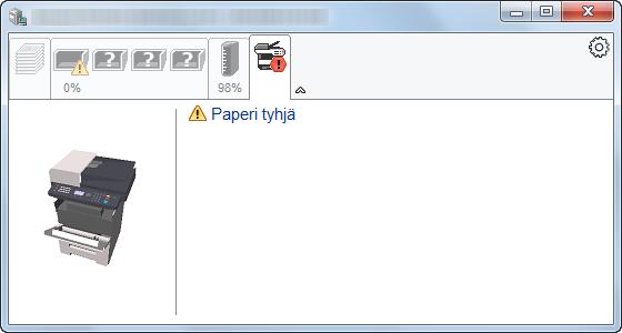 Tulostaminen tietokoneelta > Tulostimen tilan valvominen (Status Monitor) Hälytys-välilehti Jos tapahtuu virhe, näytetään ilmoitus 3D-kuvakkeen ja viestin kanssa.