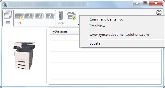 Command Center RX Jos tulostin on liitetty TCP/IP-verkkoon ja sillä on oma IP-osoite, käytä WWW-selainta muuttaaksesi tai vahvistaaksesi verkkoasetukset Command Center RX -työkalulla.
