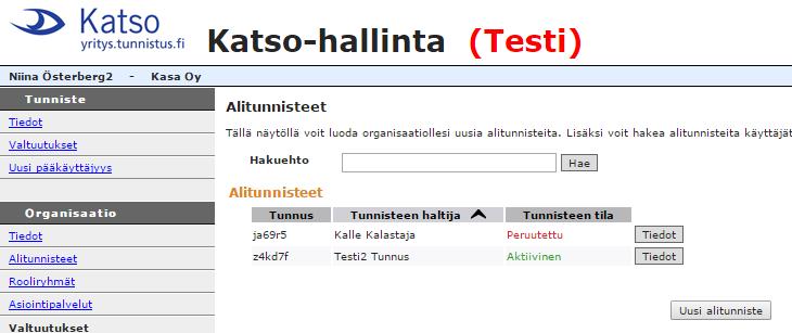 Joten Palveluntarjoaja - alasvetovalikosta valitaan Maa- ja Metsätalousministeriö ja painetaan Hae painiketta.