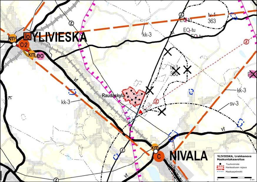Kuva 31. Ote Pohjois-Pohjanmaan maakuntakaavan 3. vaihekaavan luonnoksesta.