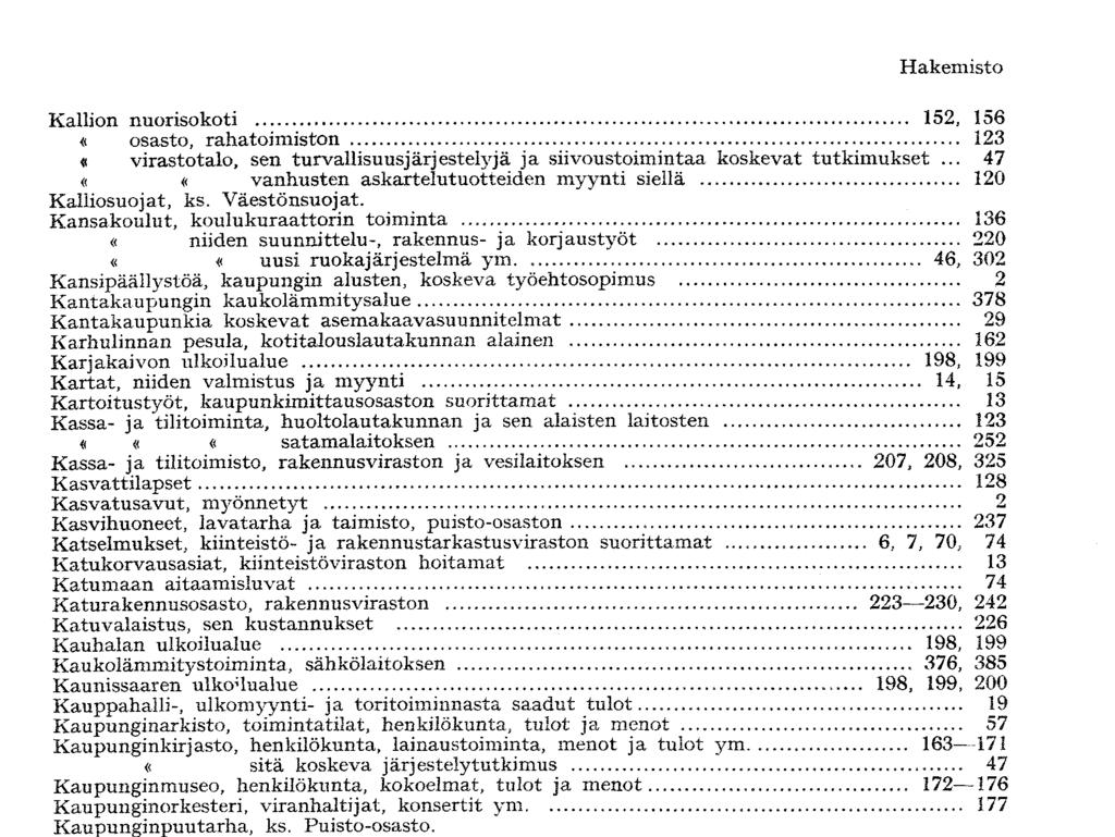 Hakemisto Kallion nuorisokoti 152, 156 osasto, rahatoimiston v... 128 virastotalo, sen turvallisuusjärjestelyjä ja siivoustoimintaa koskevat tutkimukset.