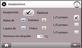 lämmitysveden menoveden maksimiarvo. Lämmönjakopiiri 1:n lämmitysveden menoveden minimimiarvo. Lämmönjakopiiri 2:n lämmitysveden menoveden maksimiarvo.